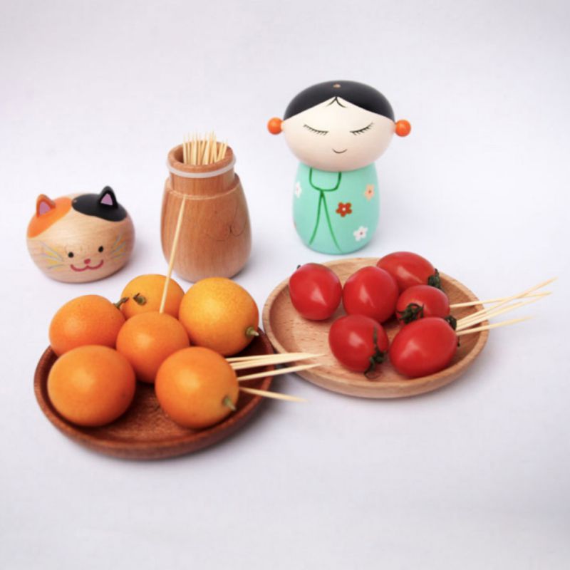 Cute Toothpick Holder Cartoon Animal Wood Toothpick Holder Unique Decorative Case Box Storage Organizer Home Table Decor