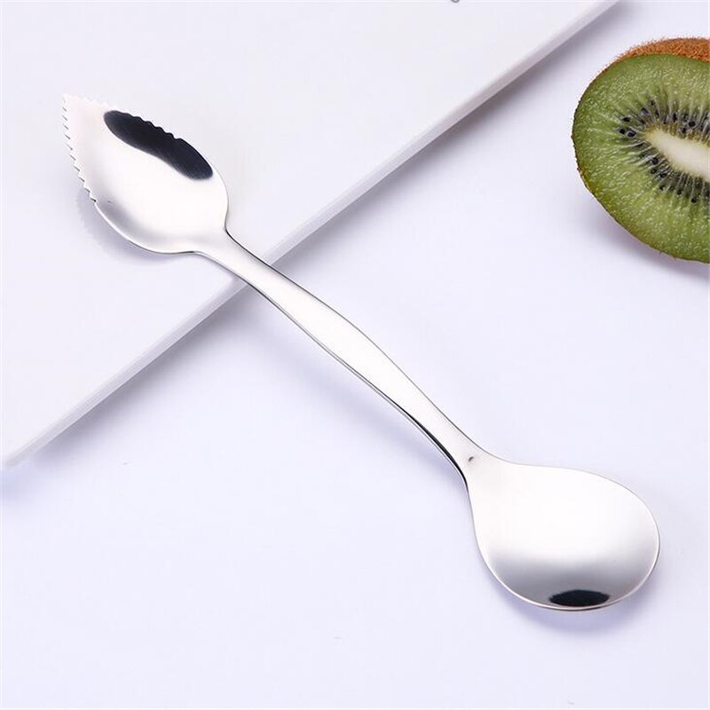 Sandía melón fruta cuchara Kiwi cuchara de excavación plata de doble cabeza de barro excavación cuchara DIY herramienta de surtido de platos fríos