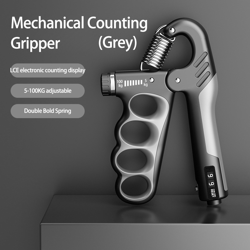 5-60kg/5-100kg Gripsterkte Gym Pols Expander Handversterker Verstelbare Spierherstel Fitness Handkrachtoefening: GRIJS