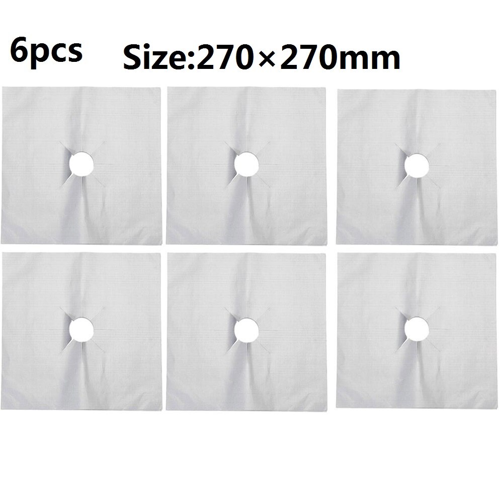 4pcs/set Gas Stove Protector Cooker cover liner Clean Mat Pad Gas Stove Stovetop Burner Protector Kitchen Accessories Mat Cover: 6pcs Silver
