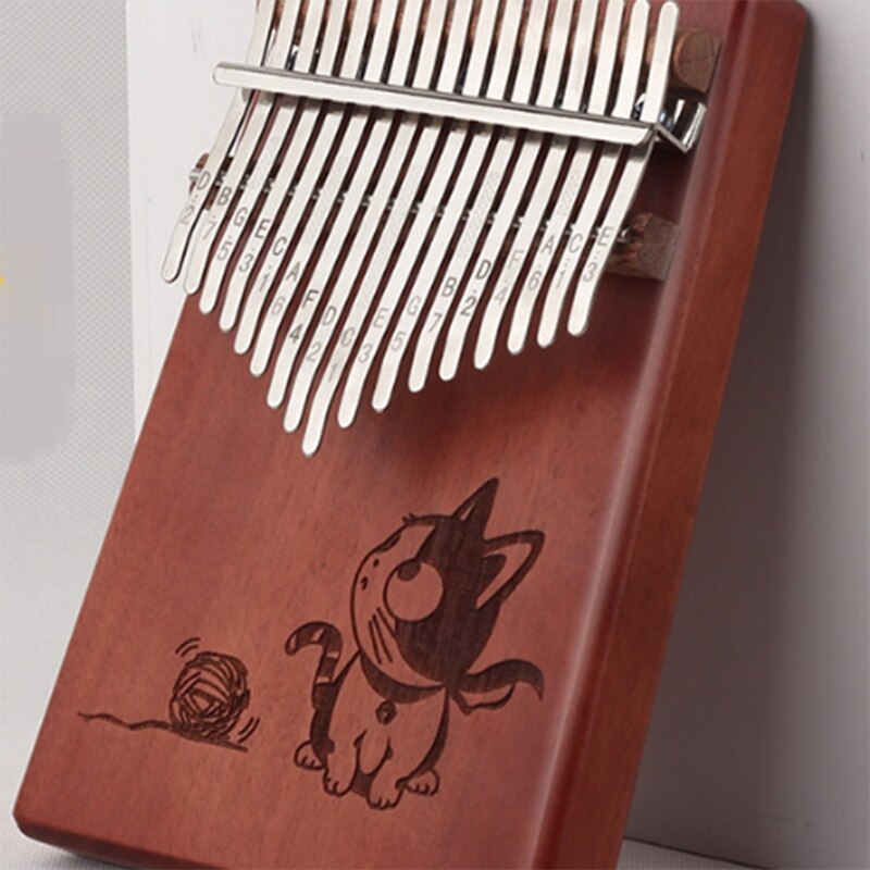 Kalimba 17-Key Mahogany Thumb Piano Animal Pattern Children's Musical Instrument Kalimba with Learning Books