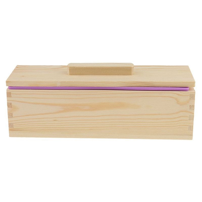DIY Handmade Soap Silicone Mold - Rectangular Soap Mold with Wooden Box and Wooden Lid - purple + wood, 900ml: Default Title