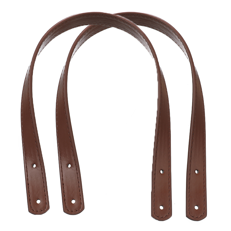 Asas de Pu para bolsos de mujer, accesorios desmontables para bolsos, correa para bolso de hombro DIY con remaches plateados, 2 uds.: Marrón