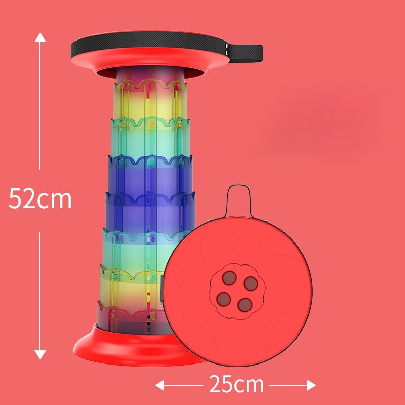 2022 Kantelbare Lotus Vouwen Telescopische Kruk Camping Camping Auto Queuing Draagbare Kruk 10 Kraampjes Verstelbare Hoge Stijl Kruk: flash red color