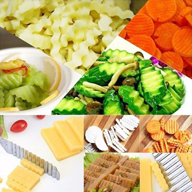 LMETJMA French Fry Cutters Potato Dough Waves Crinkle Cutter Slicer Potato Cutter Slicer Vegetable Carrot Chip Blade PY0047