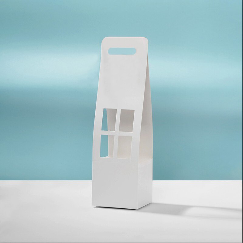 Foldable Flower Box Portable Waterproof Paper Packing Bag Handmade Bouquet Basket Florist Fresh Flower Carrier Bag Wedding: A-White