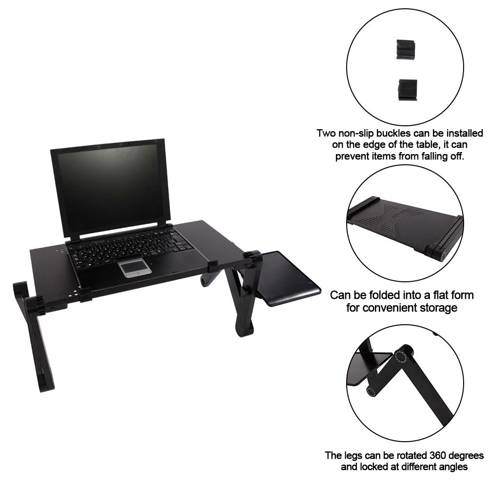 48*26cm Aluminum Laptop Table Ergonomic Adjustable Computer Desk Portable TV Bed Lapdesk Tray PC Table Stand with Mouse Pad