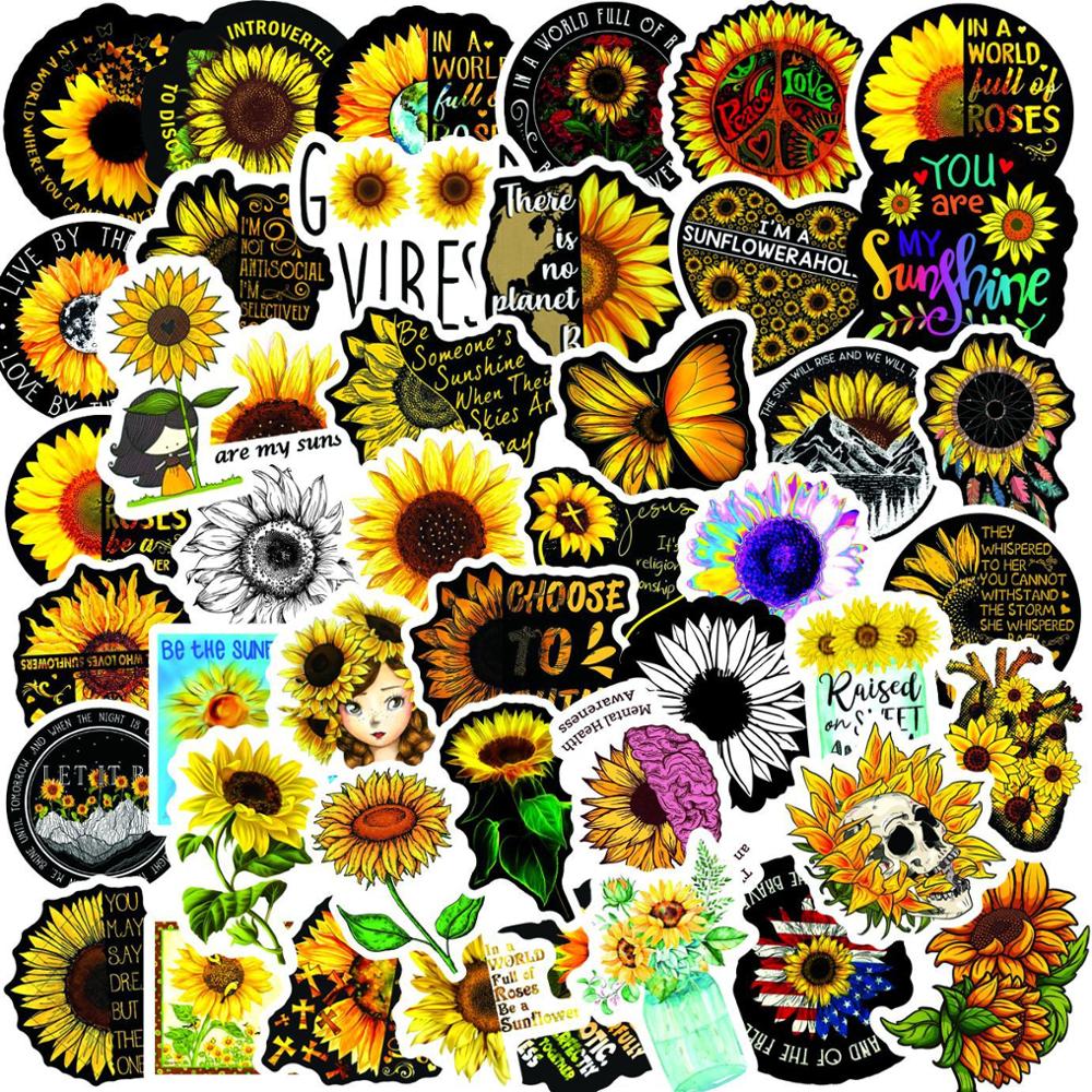 50Stck Sonnenblumen Blume Sprache Aufkleber Für Laptop PhoneCar Scrapbooking Handwerk Tagebuch Album Etikett Dekorative Schreibwaren Decals