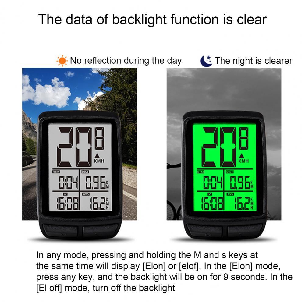 Compteur de vélo sans fil, lumineux, étanche, avec rétro-éclairage, compteur de vitesse, odomètre, chronomètre