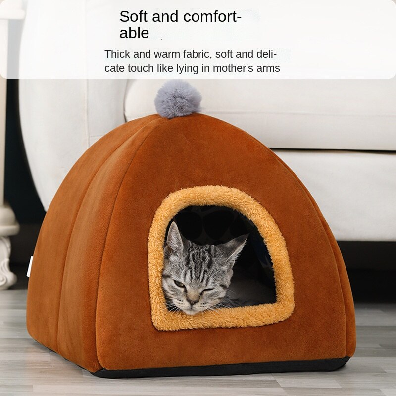 Winter Warm Yurt Shape Little Medium Pet House Dual-use Dog and Cat Nest Kitten Puppy Soft Bed Pets Supplies