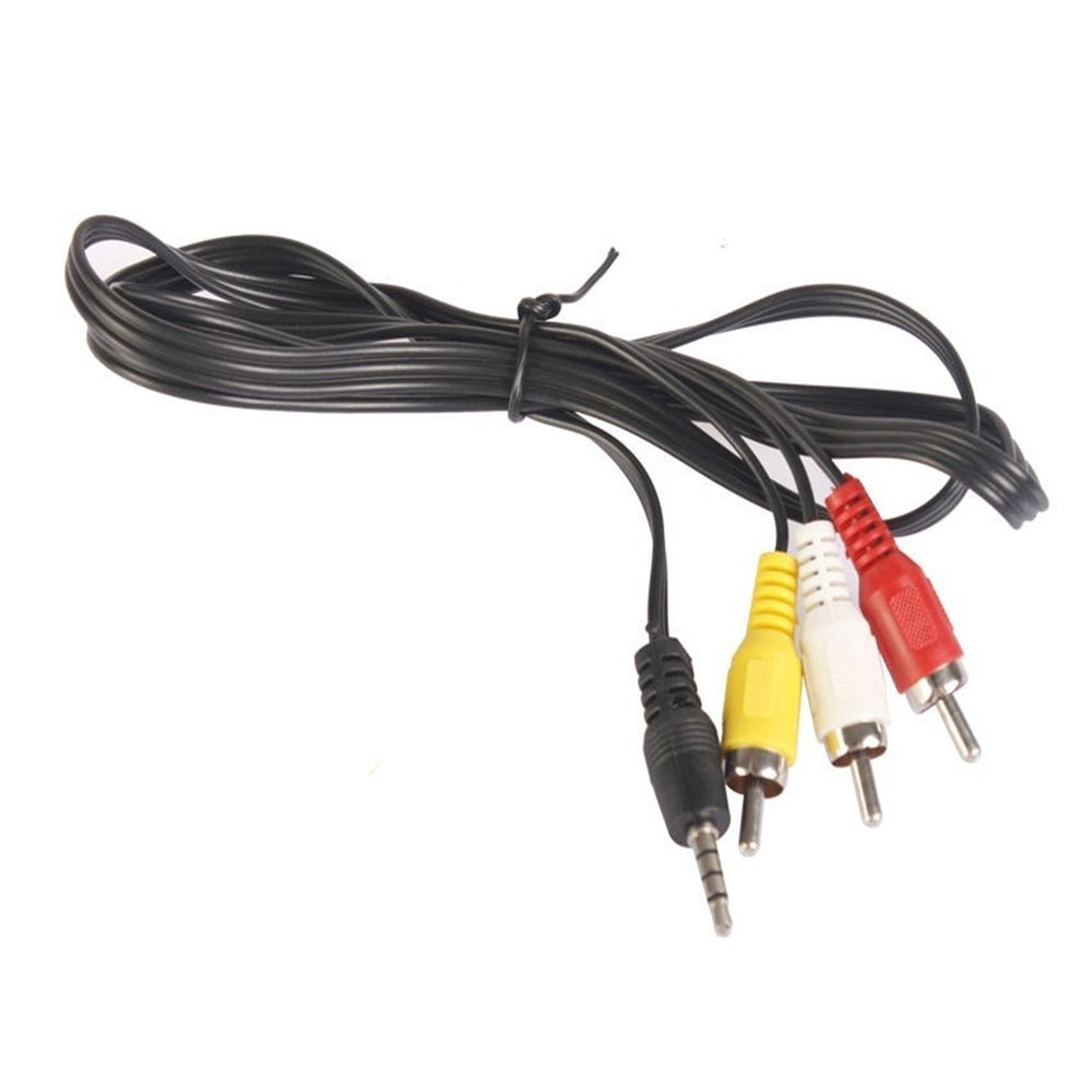 Rca-hane svart 3 rca 3.5mm- jack till rca-kontakt adapter omvandlare videokablar tråd ljudkabel av
