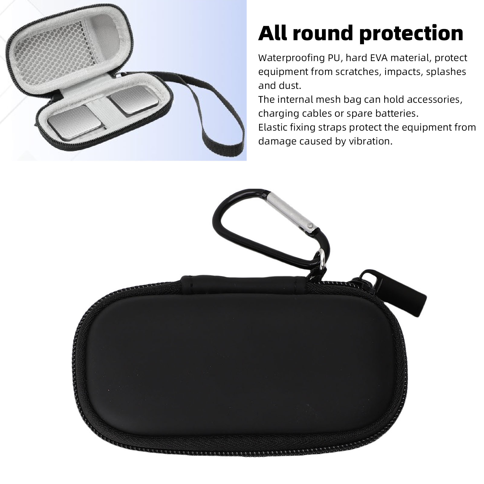 Hartschalen-Tragetasche, passend für KardiaMobile, Reisetasche, rund, tragbar, mit Riemen, Kletterschnalle für Sport