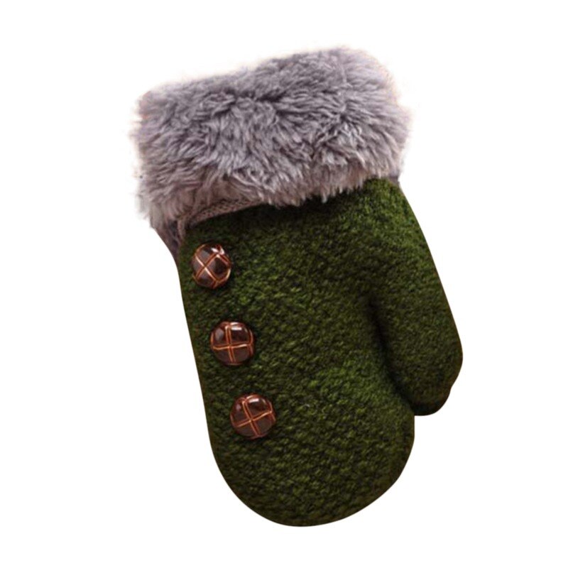 2-5Y Bambini Ragazzi Guanti Ispessimento Inverno Del Bambino Delle Ragazze Dei Ragazzi Caldi Guanti Per Bambini Pesante Guanto di Lavoro A Maglia Button Solid Mittens Nuovo