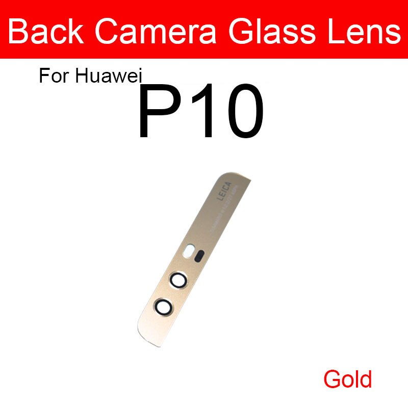 Bagside kamera linse & flash cover til huawei  p8 p9 p10 lite plus bag ydre kamera glas linse + selvklæbende mærkat udskiftning reparation: P10 guld