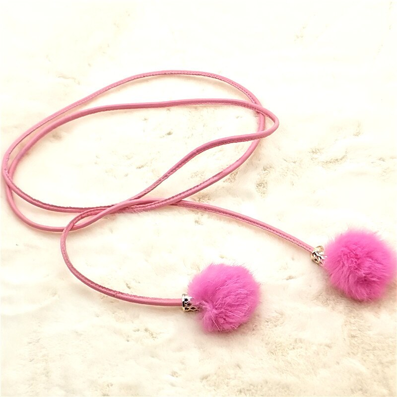 Women's Thin Belt Bow Simple Chain Belt Women's Versatile Korean-style Cool GIRL'S Waist with Skirt Coat Constant Guangtai?: Pink