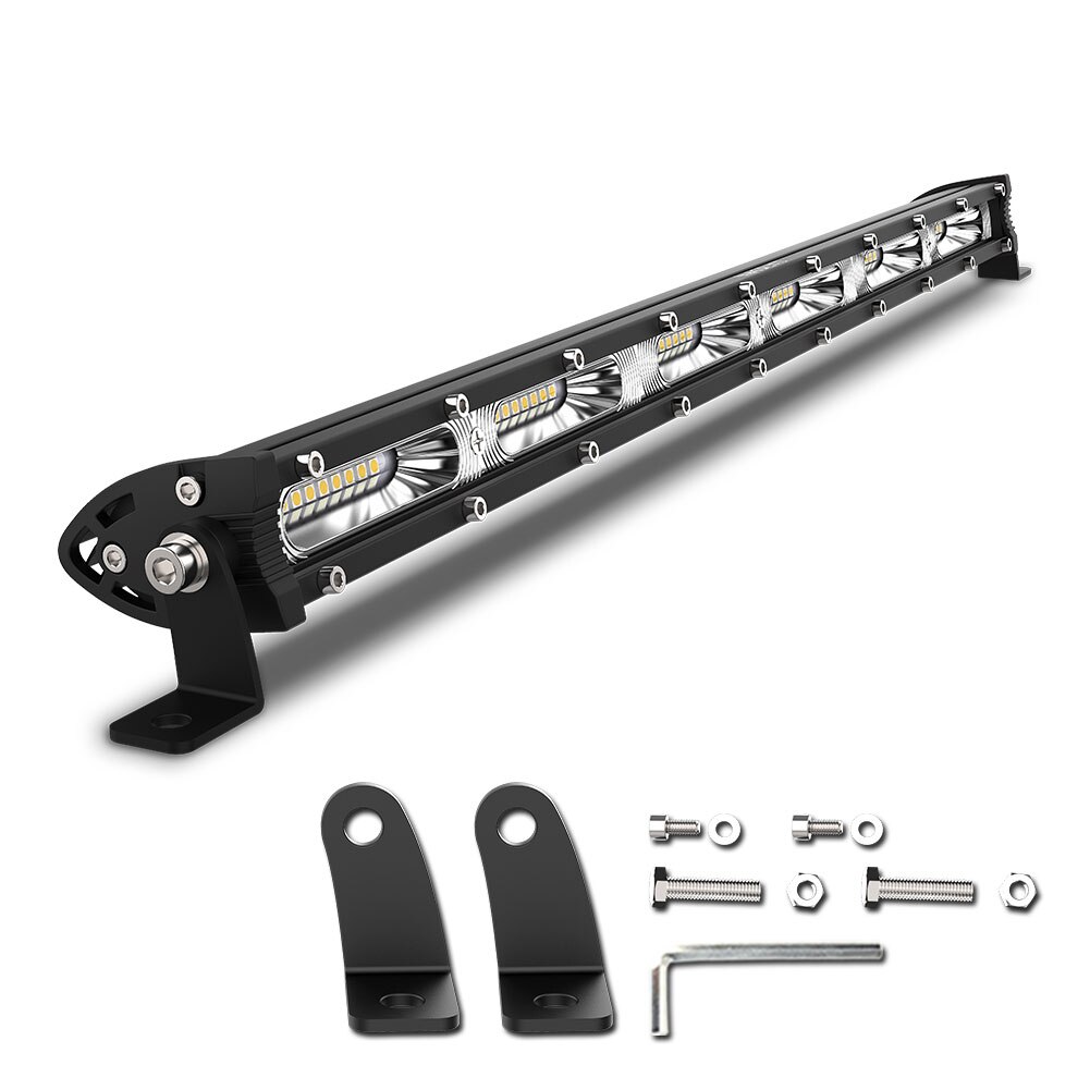 NAO 7&quot; 13&quot; 20&quot; inch 120W 180W Ultra Slim Barra LED Bar Light 12V 24V Flood Single Row Work Lamp For Jeep Truck SUV 4X4 Offroad: 20INCH-White