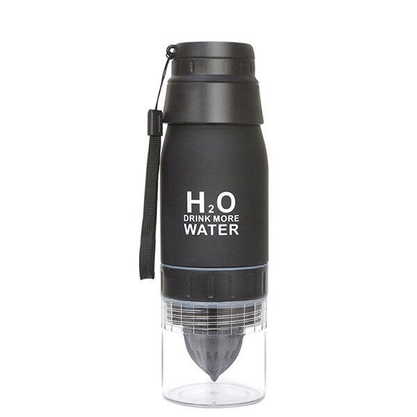 800ml High capacity Water Bottle Lemon Juicer Bottle Fruit Squeezer Infuser Orange Lemon Press Juicer Running Plastic water: black