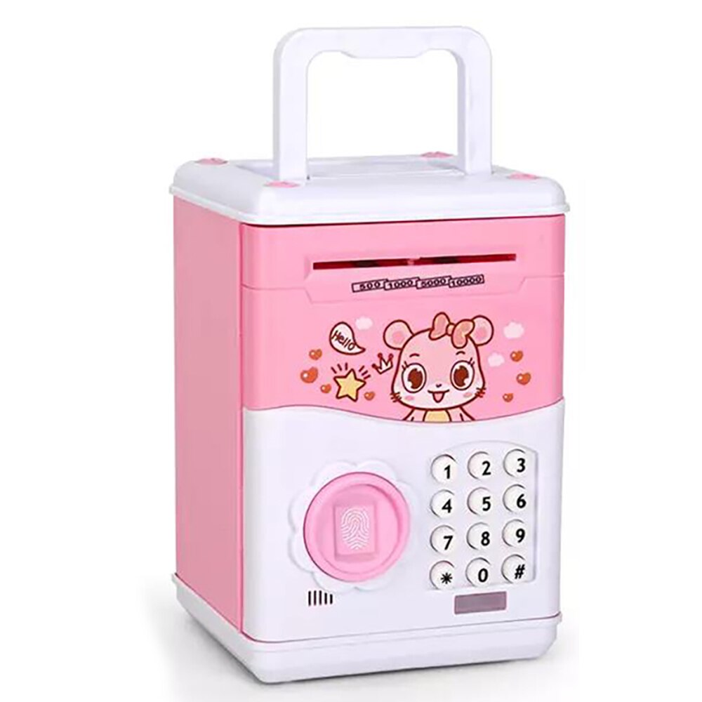 Leuke Automatische Spaarpot Draagbare Spaarpot Elektronische Vingerafdruk Atm Wachtwoord Coin Money Saving Box Atm Bank Box Kids: pink