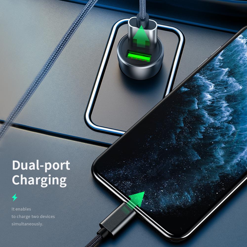 ROCK-cargador de coche USB 4.8A para iPhone Xs max/XR/x/7/6s QC 3,0, Mini adaptador de carga para Note 9/Galaxy S10/S9/S8