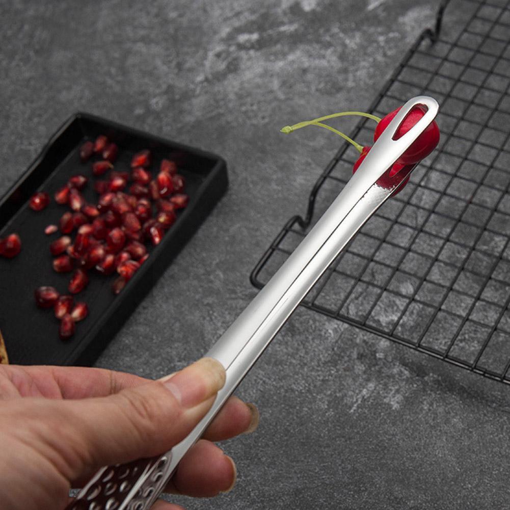 Steel Food Tongs Long Handle Non-slip Barbecue Tongs Steak Access Tools Clamp Pastry Kitchen Bread Cooking Tongs Clip T0e0