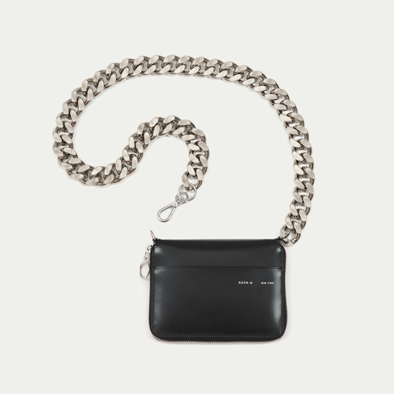 Dikke ketting schoudertas mini borsttas dames crossbody mobiele telefoon portemonnee kleine kaarthouder  a070: Zwart 0