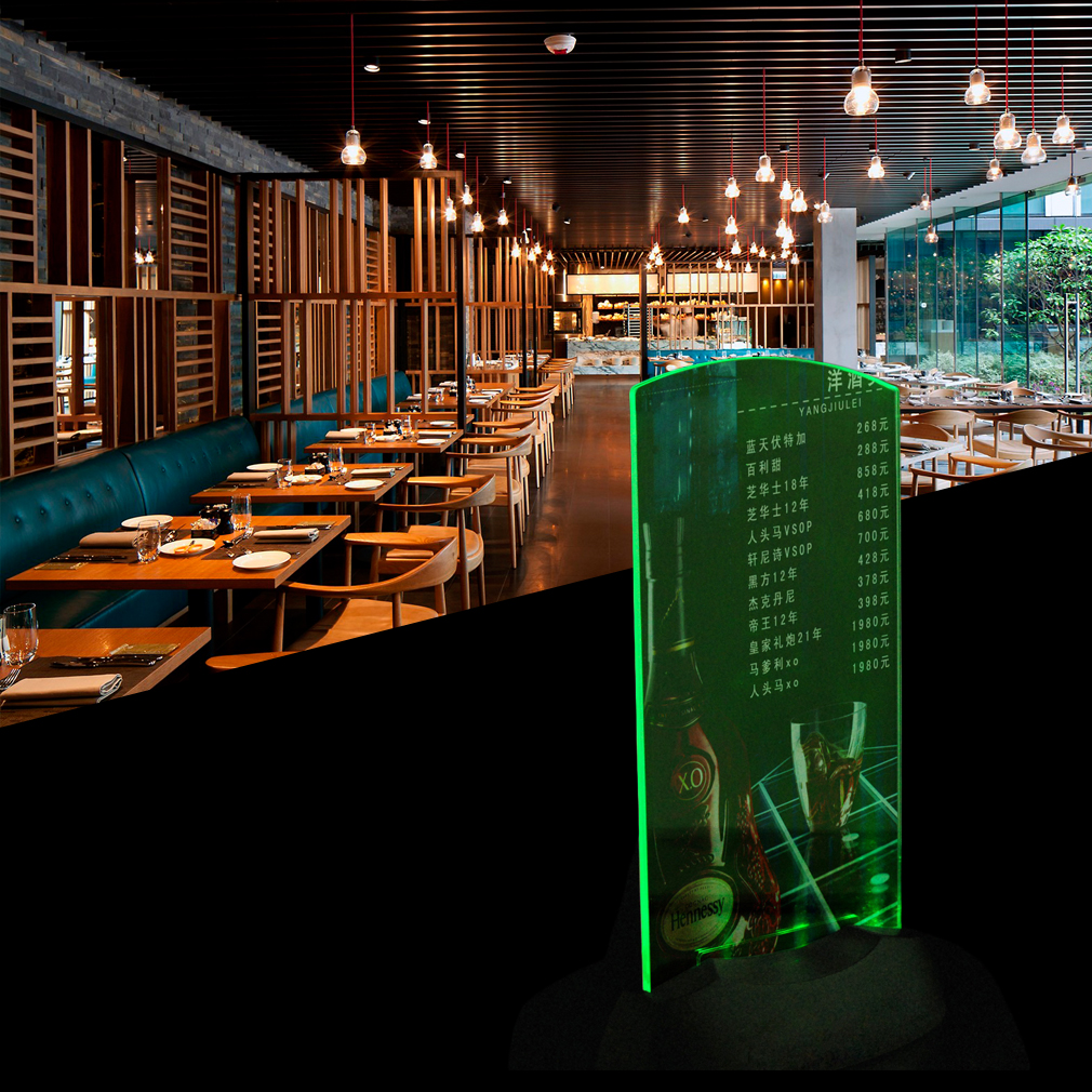 Dobbeltsidet akryl blinkende led lys bord menu restaurant kort display holder stand populær