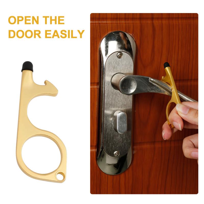 Portable Hygiene Hand Antimicrobial Brass Contactless Door Opener Elevator Handle Tool Safety Key Buckle