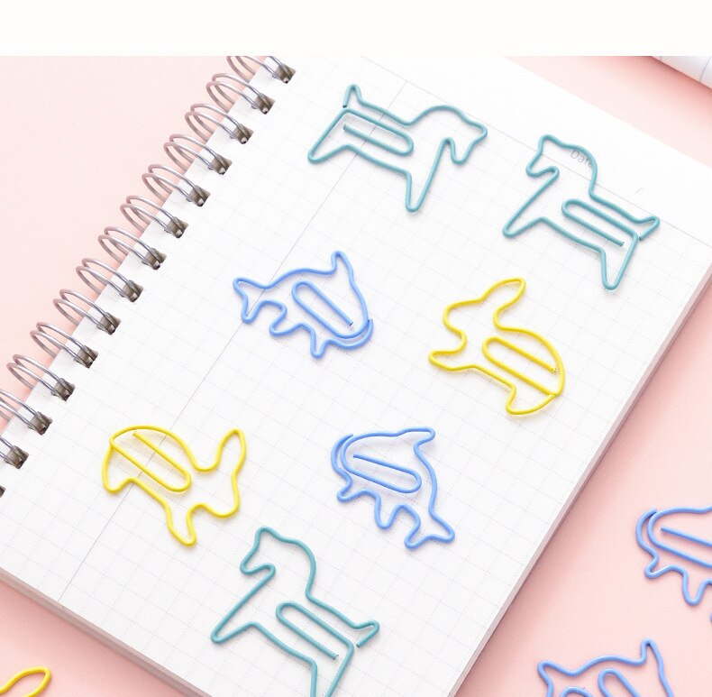 12pcs/box Cartoon Shape Paper Clips Notes DIY Bookmark Metal Binder Clips Notes Letter Paper Clips Bookmarks