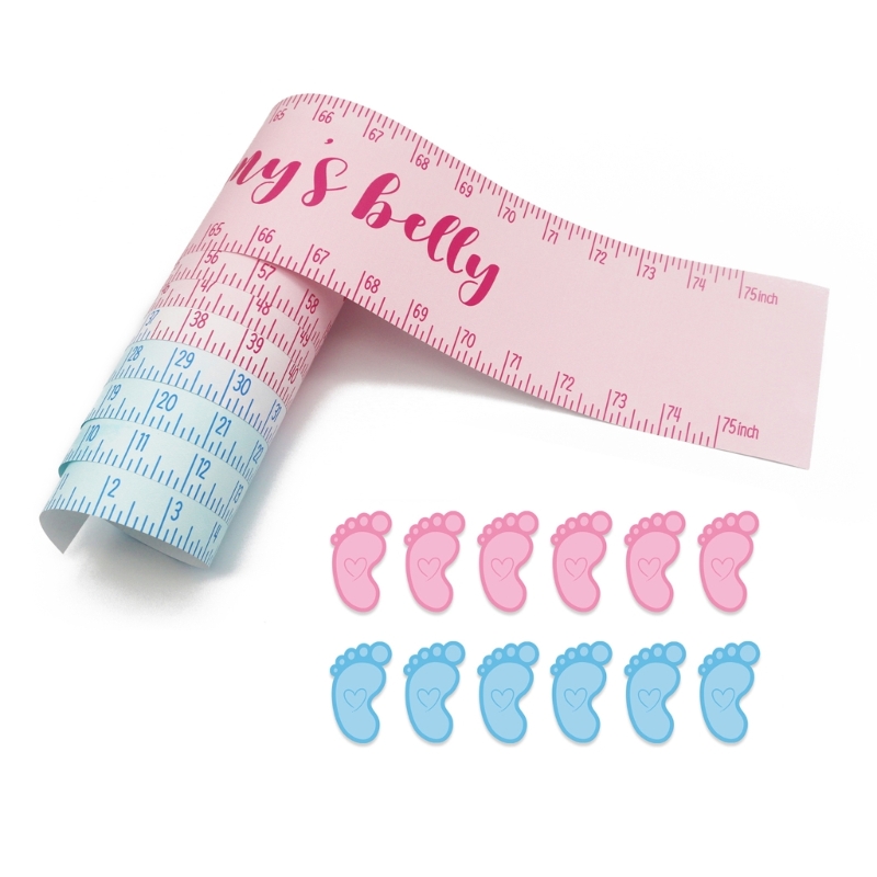 How Big is Mommy's Belly? Includes 1 Mommy's Belly Measuring Tape and 12 Stickers, Gender Neutral Fun Baby-Shower Game: Light Grey