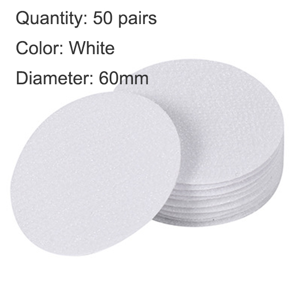 Haak Lus Lijm Stippen 60Mm Zelfklevende Klittenbandsluiting Tape Dubbelzijdig Sticker Mat Tapijt Grijper Pad wandmontage: White 50Pairs