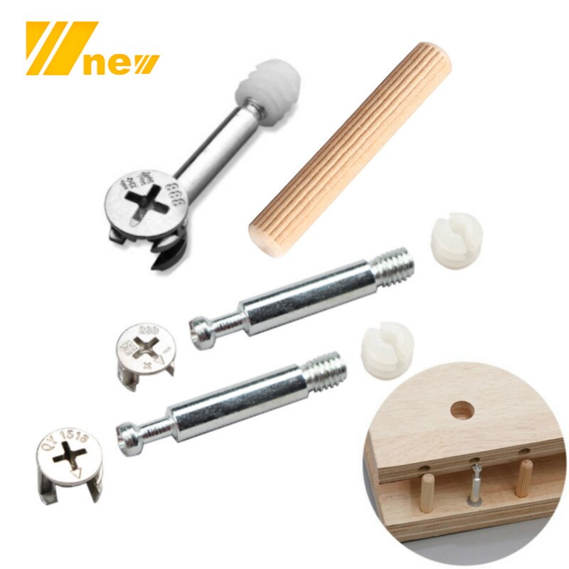 Conector de tuerca de rueda para muebles de carpintería, pasadores de espiga de madera, tornillo fijador para empalme de madera, 100 piezas