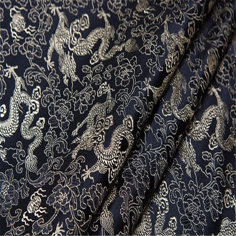 Brokade polyester stof små drager klassisk mønster bedste jacquard stof til kinesisk cheongsam: 6 sorte