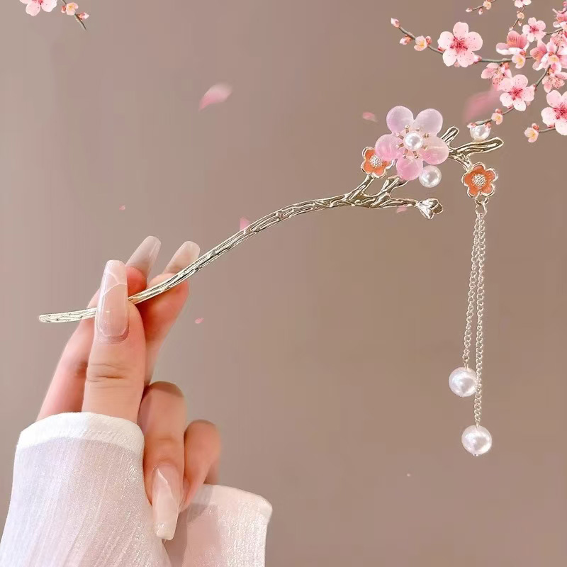 Accesorio para el cabello de estilo chino romántico, joyería de aleación, aguja para el cabello para mujer, adecuado para uso diario, , horquilla de para niñas, 1 ud.: Oro champán