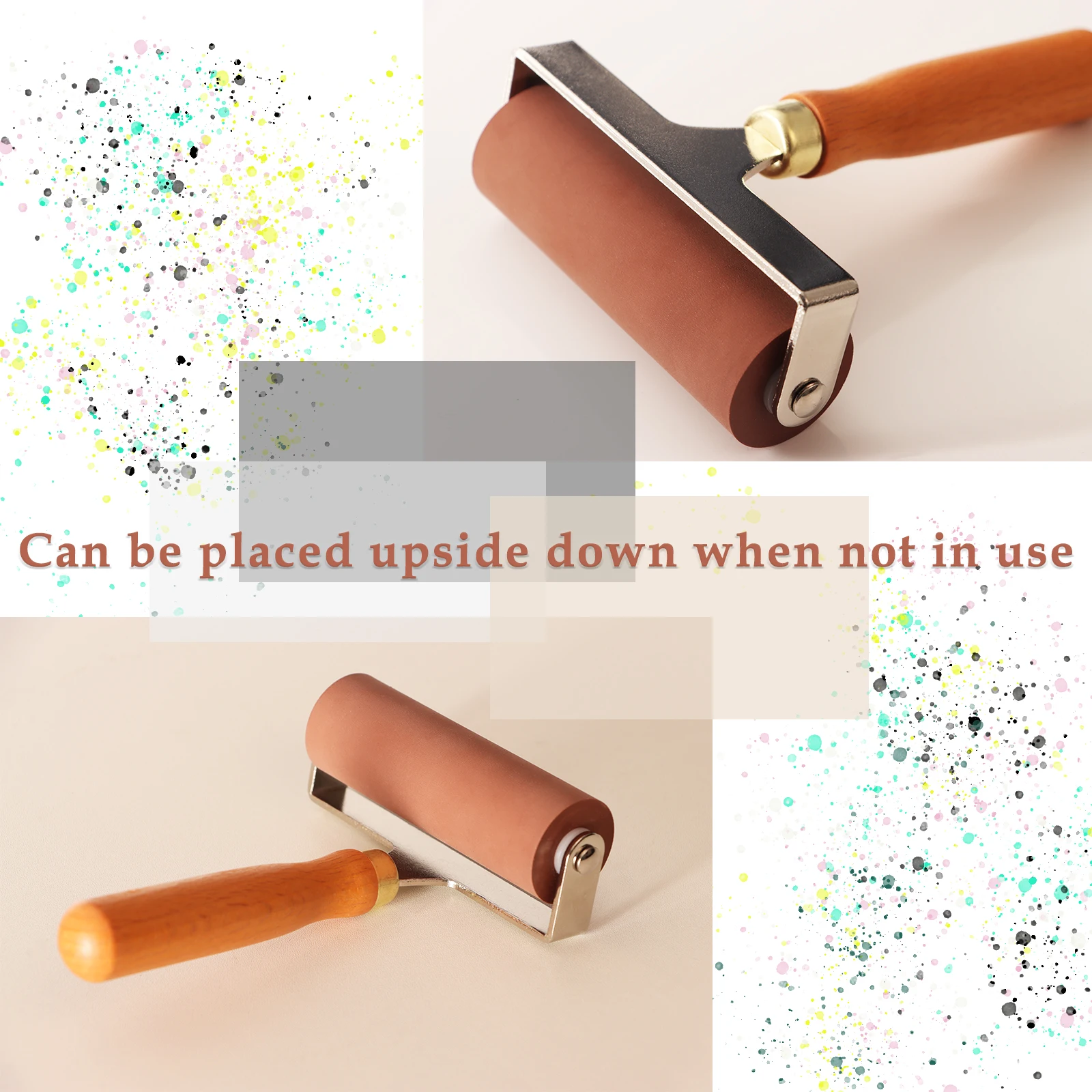 100mm Rubber Roller Install Tool Wooden Handle Stainless Steel Welding Art Craft Wall Painting Car Soundproofing for Boat Deck
