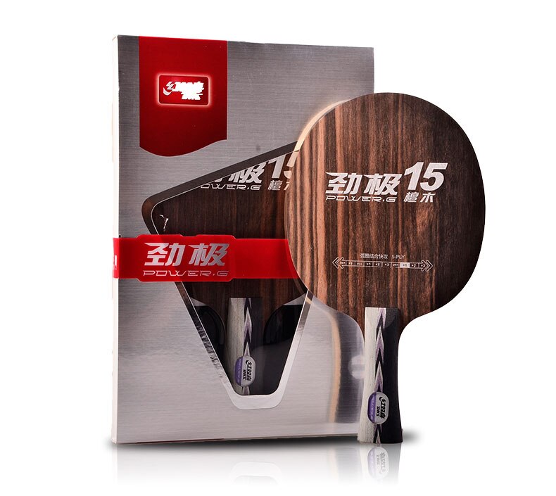 Original DHS Power G15 (PG15, PG 15) Hoja de tenis de mesa de ébano/hoja de ping pong/cinta de borde libre de raqueta de tenis de mesa: Fl long long handle