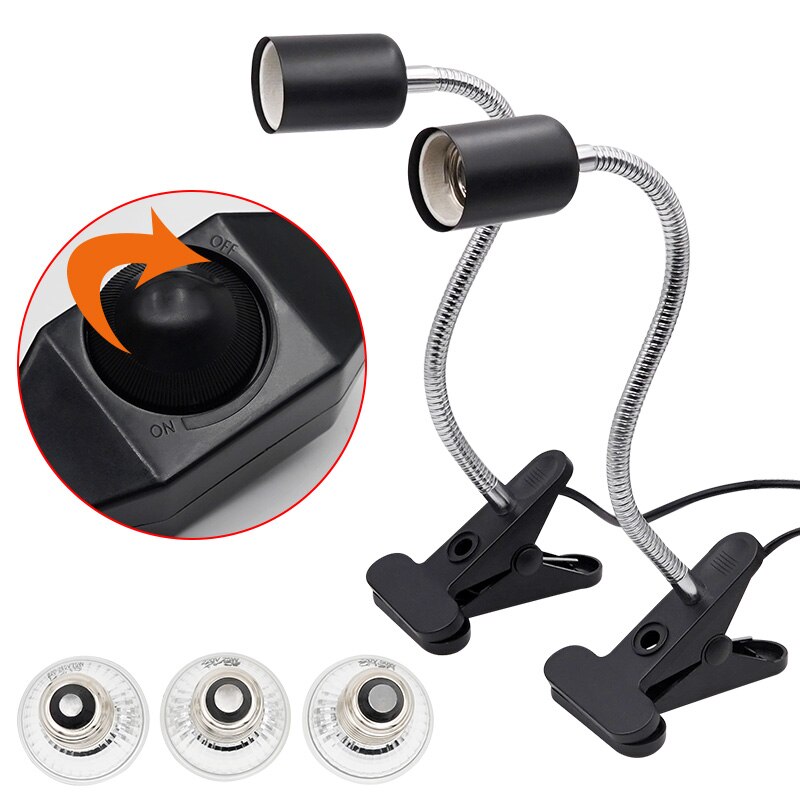 Uva/uvb E27 Pet Reptile Aquarium Heat Lamp Clip-On Bulb Adjustab Holder Tortoises Basking Uv Heating Lamp Kit for Lizard Turtle