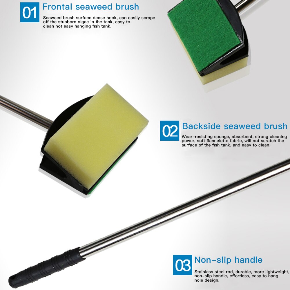 57CM 2 Head Fish Tank Cleaning Sponge Brush Aquarium Glass Algae Cleaner Fish Tank Aquarium Accessories Cleaning Tank Brush