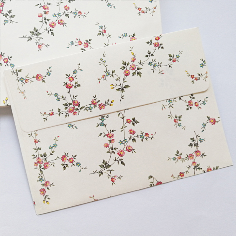 10pcs small floral envelope Pastoral retro cherry blossom rose Chinese style B6 size Writing handmade: Orange blossom white