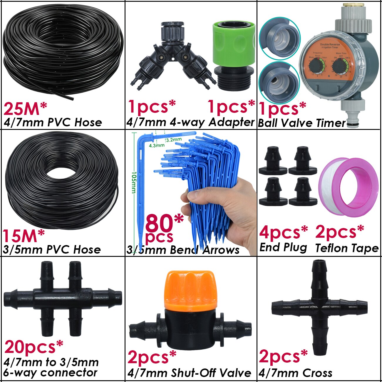KESLA kit sistema di irrigazione a goccia con irrigazione automatica Gocciolatori per tubi da 4/7mm a 3/5mm per giardino domestico Pianta in vaso bonsai Serra