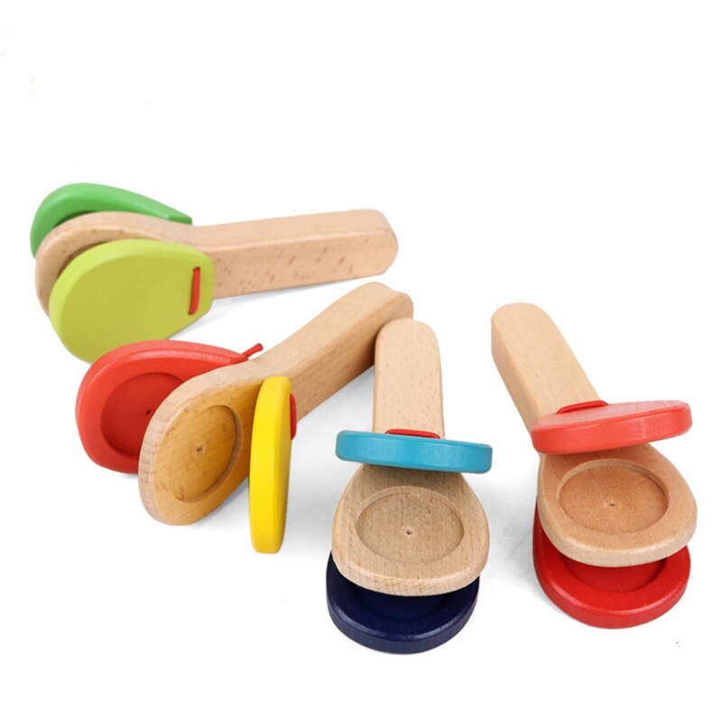 Wooden Percussion Handle Clapping Castanets Board For Baby Musical