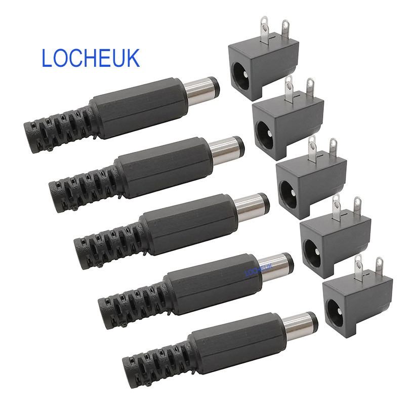 12V DC Kupplung 12V Adapter Stecker 5,5x2,1mm – Buchse + Stecker, Kupplung Für CCTV, LED & Stromversorgung, Schraubanschluss 3-36V, 5A, Mit Zugentlastung