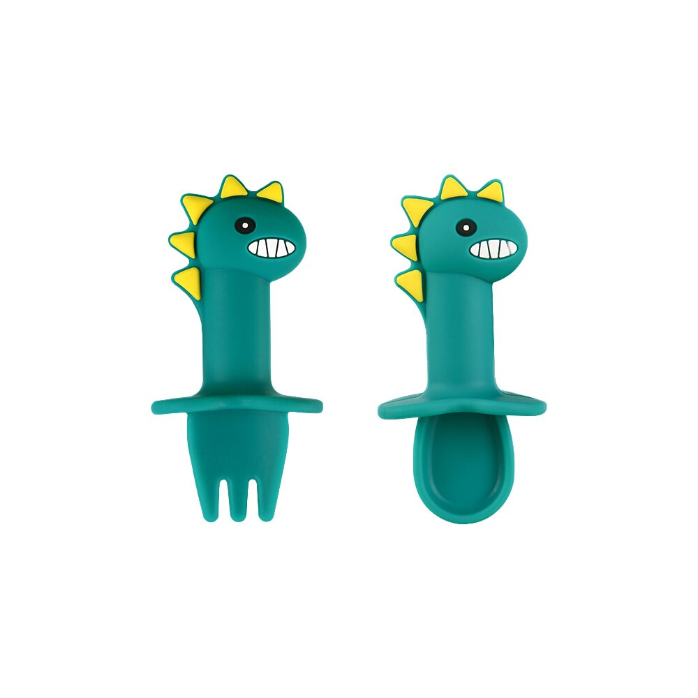 Silicone Baby Zuignap Plaat Slabbetjes Voeden Set Servies Bestek Kinderen Rvs Lepel En Vork Doseren Gerechten Din: Spoon Set