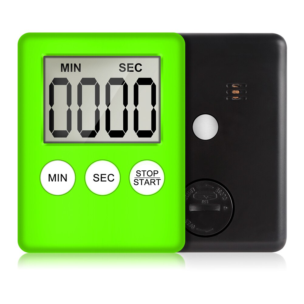 1 pcs 5 Cores Super Dunne LCD Digitale Scherm Kookwekker Vierkante Koken Tellen Countdown Alarm Magneet Klok Temporizador: green