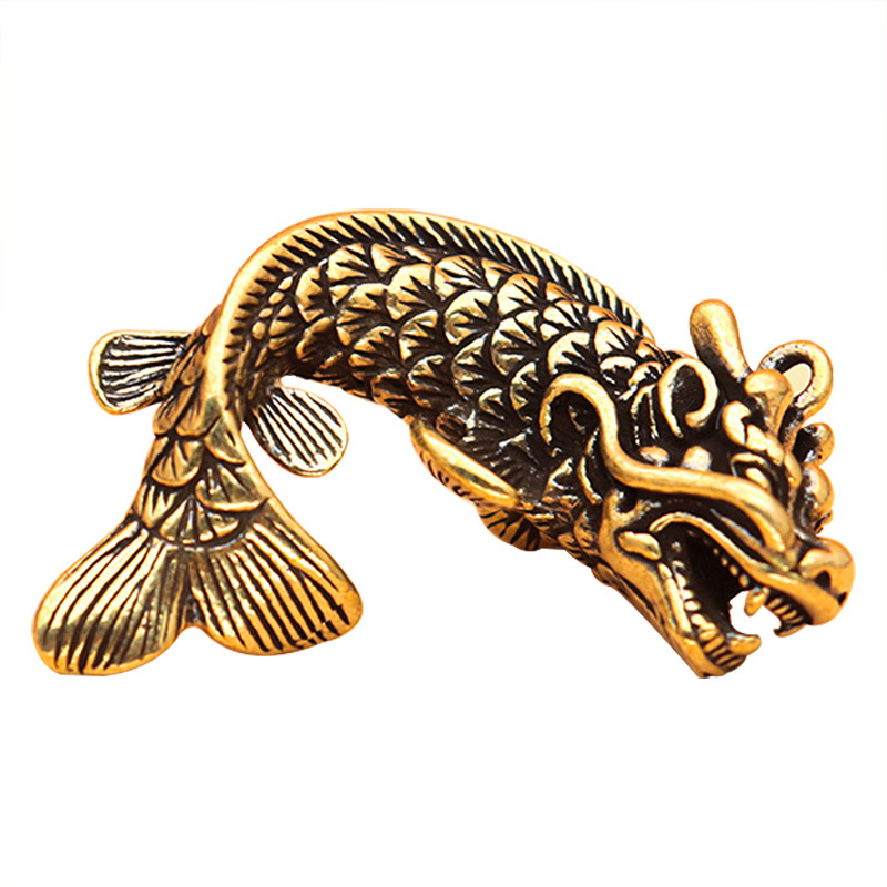 3D Copper Dragon Casting Animal Figurine Retro Style Brass Sculpture Home Office Room Desktop Decoration Collect Ornaments