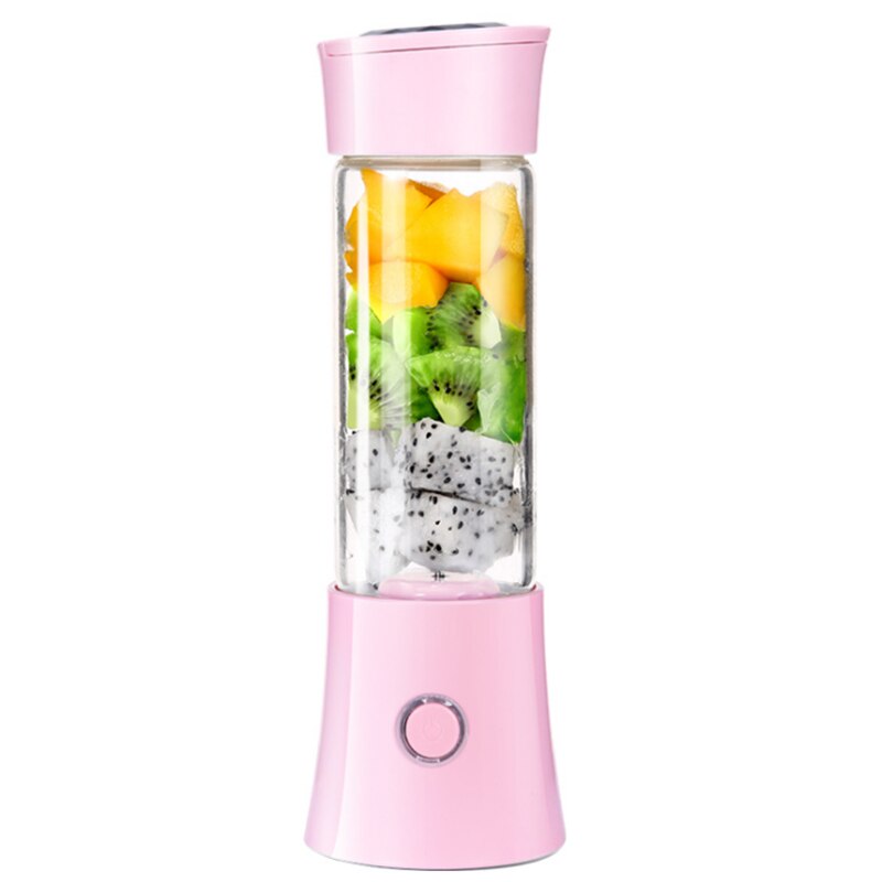 480ml usb genopladelige batterier aftagelig kop bærbar juiceremixer mixer shaker smoothie frugt grøntsagssaft maskine: Dobbelt power pink