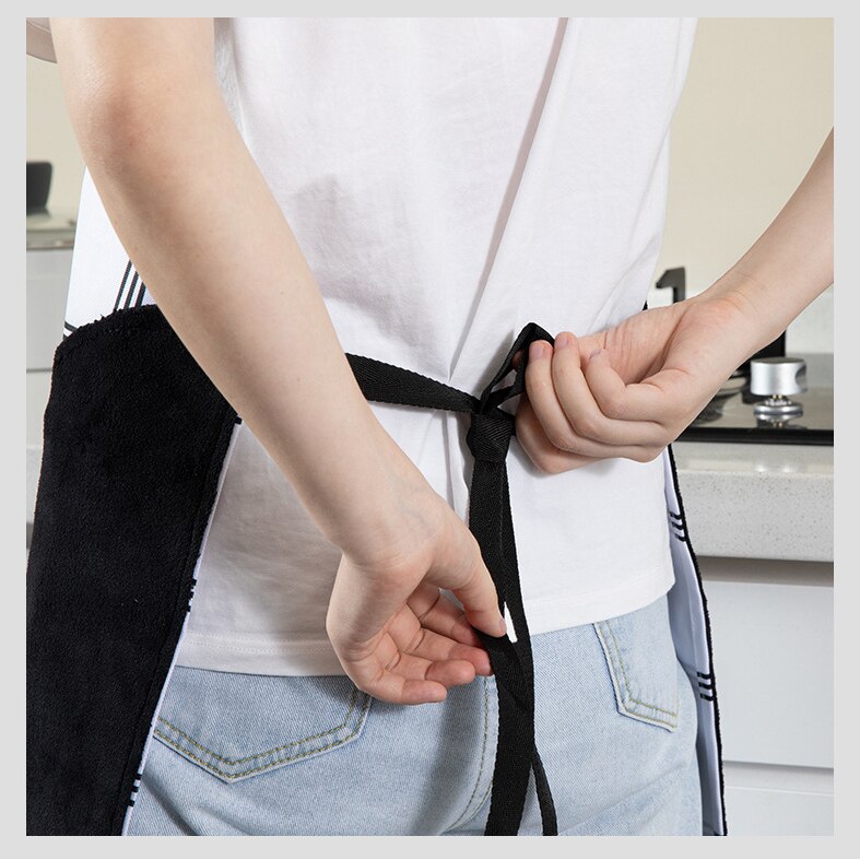 Nordic-Style Black and White Apron Kitchen Waterproof Oil-Proof Women's Overalls Men's Overalls Restaurant Shop Hand