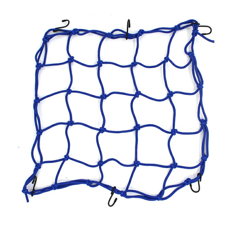 40X40Cm Bagagenet Motorhelm Mesh Opslag Motorhelm Bungee Bagage Compressie Ctorage Cargo Afwerking Netto 6 haken: 40x40cm Blue
