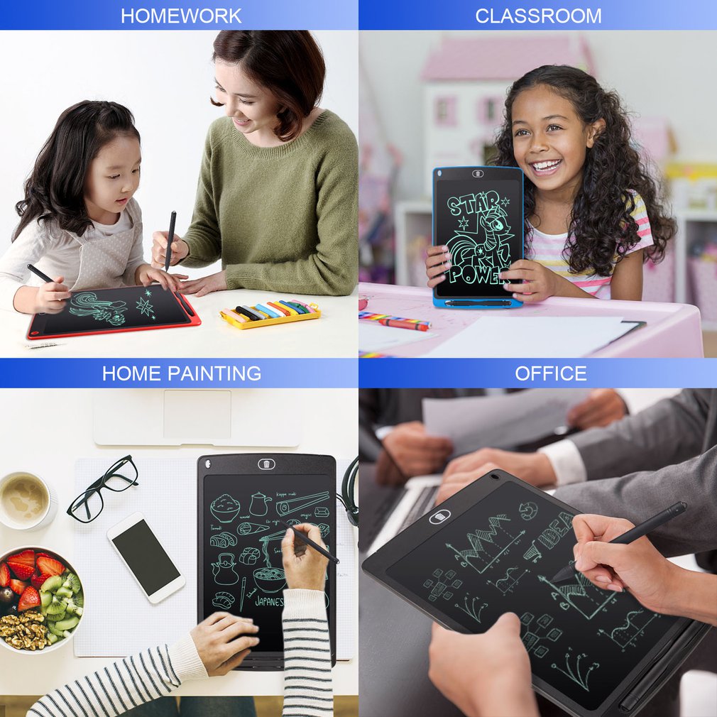 12-inch elektronische tekentafel LCD-scherm schrijftablet Digitale grafische tekentabletten Handschriftblokken Board voor kinderen