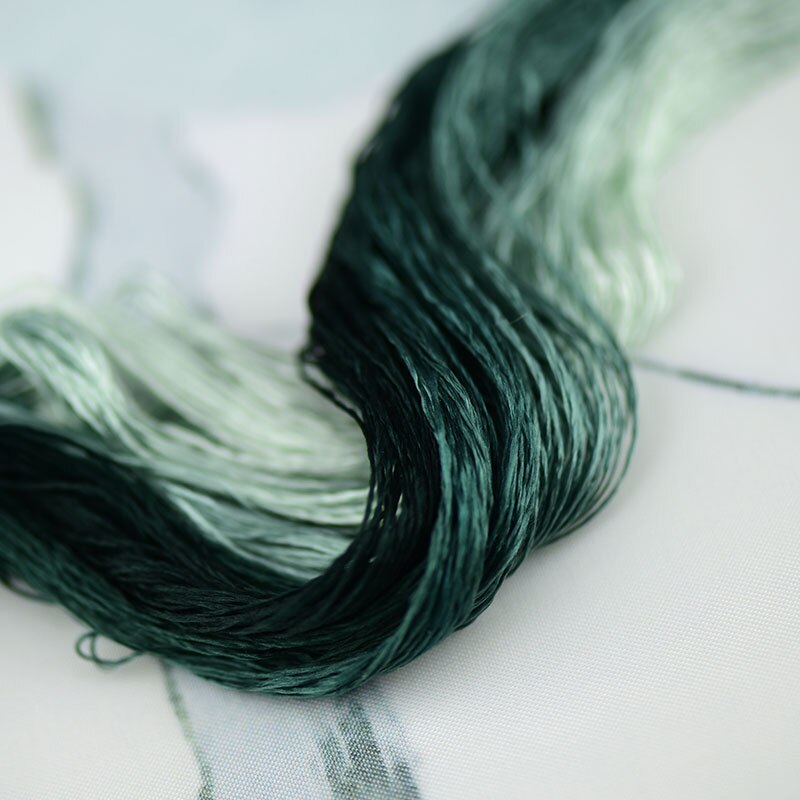 1pcs 100% silk thread hand embroidery embroider cross stitch 400m silk embroidery thread malachite green/7 gradient color
