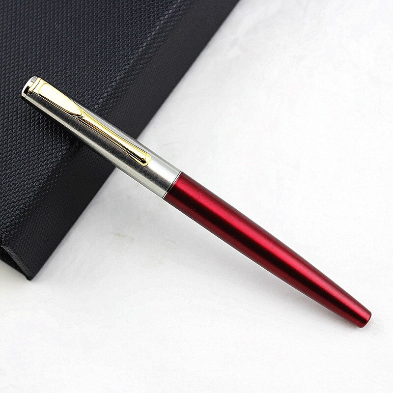 Luxury blue Business Metal Fountain Pen Nib Medium black Clip School Supplies: E